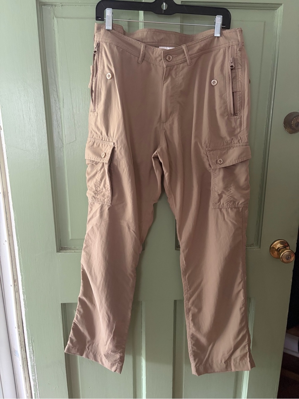 Clothing Arts P^cubed Pick-Pocket Proof Cargo Pants Tan Khaki Nylon Mens 32 x 32